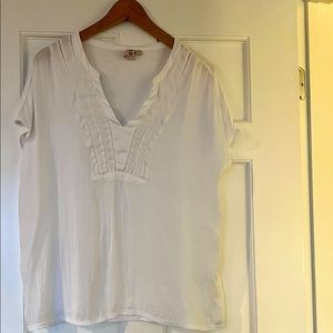 Anthropologie Dolan V-Neck Sheer White T-shirt